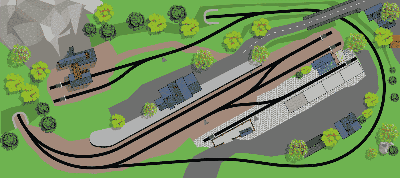 H0 Gleisplan auf 2,5 x 1 m: Steinhausen – Oval mit Köpfchen 1