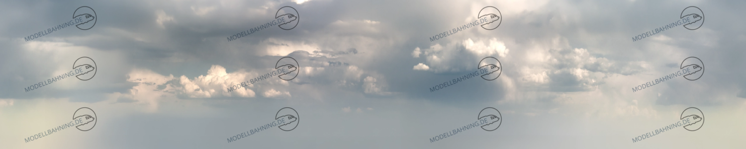 Modellbahnhintergrund Wolkenstimmung mit dynamischen Wolkenformationen, 450 cm breit und endlos erweiterbar