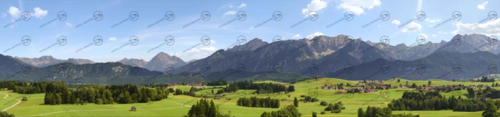 Allgäu Teil 2 "Wiesen vor Alpenpanorama" – Modellbahn Hintergrund 300 cm 2