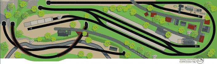 Gleisplan Märklin C-Gleis auf 3,7 x 1 Meter