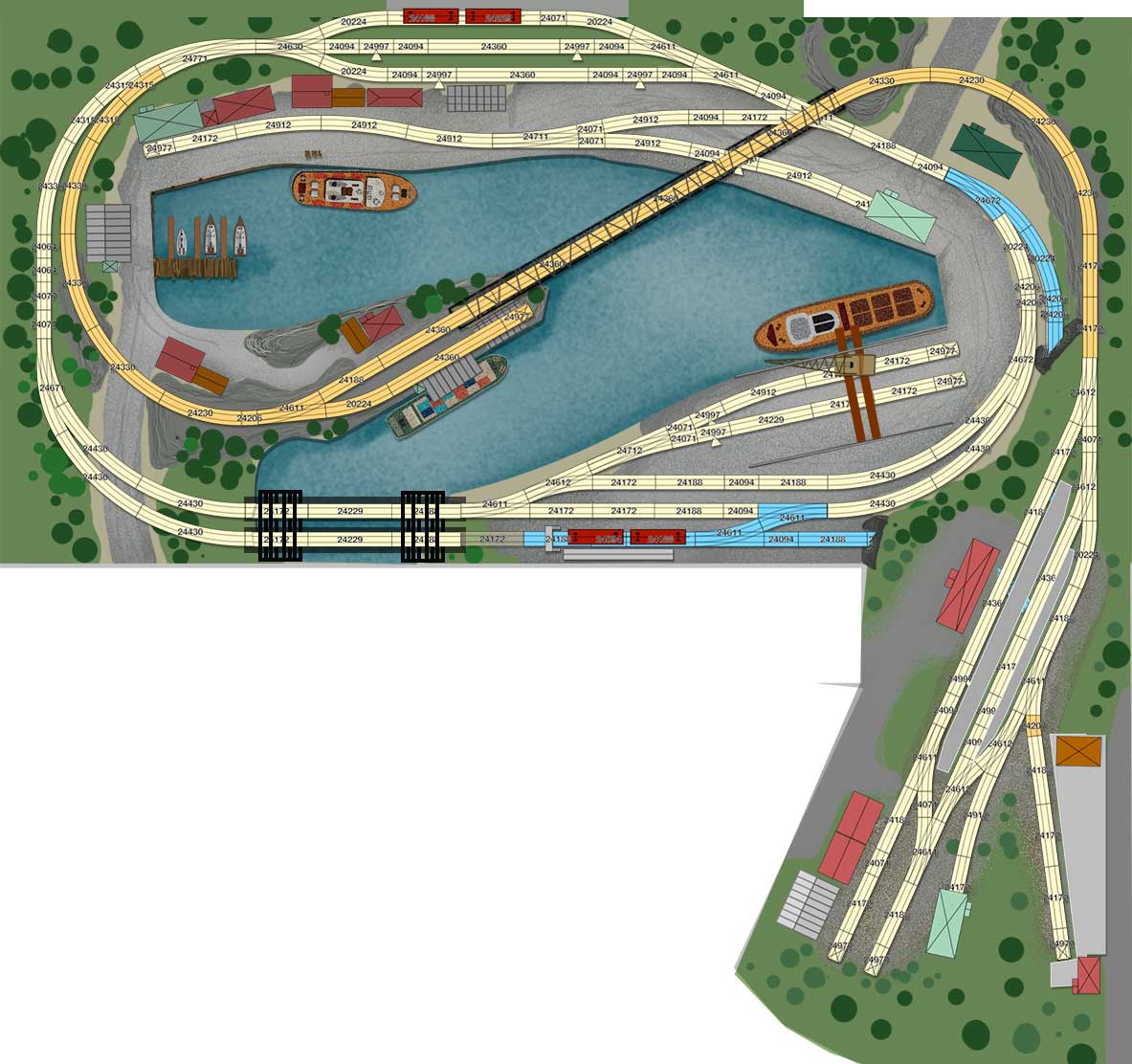 Der Kleine Hafen: H0 Gleisplan mit dem Märklin C-Gleis.